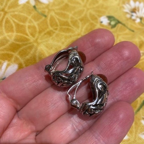 VTG CINER Silver Earrings with Carnelian Stone - Picture 6 of 10